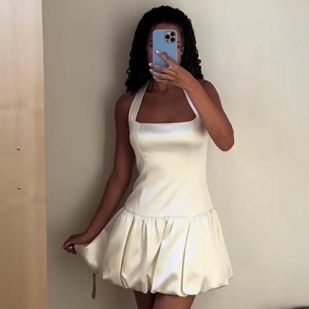 Reformation Babette Silk Dress in Ivory